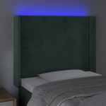 vidaXL Tăblie de pat cu LED, verde închis, 93x16x118/128cm, catifea vidaXL Tăblie de pat cu LED, verde închis, 93x16x118/128cm, catifea