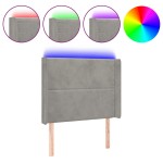 vidaXL Tăblie de pat cu LED, gri deschis, 103x16x118/128 cm, catifea