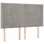 vidaXL Tăblie de pat cu LED, gri deschis, 147x16x118/128 cm, catifea