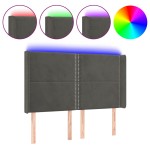 vidaXL Tăblie de pat cu LED, gri închis, 147x16x118/128 cm, catifea