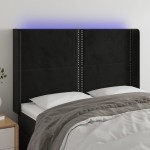 vidaXL Tăblie de pat cu LED, negru, 147x16x118/128 cm, catifea vidaXL Tăblie de pat cu LED, negru, 147x16x118/128 cm, catifea