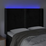 vidaXL Tăblie de pat cu LED, negru, 147x16x118/128 cm, catifea vidaXL Tăblie de pat cu LED, negru, 147x16x118/128 cm, catifea