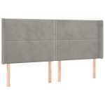 vidaXL Tăblie de pat cu LED, gri deschis, 163x16x118/128 cm, catifea