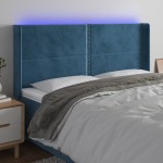 vidaXL Tăblie de pat cu LED, albastru închis, 163x16x118/128cm catifea