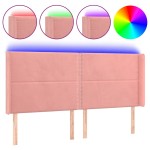 vidaXL Tăblie de pat cu LED, roz, 163x16x118/128 cm, catifea vidaXL Tăblie de pat cu LED, roz, 163x16x118/128 cm, catifea