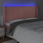vidaXL Tăblie de pat cu LED, roz, 163x16x118/128 cm, catifea vidaXL Tăblie de pat cu LED, roz, 163x16x118/128 cm, catifea