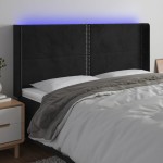 vidaXL Tăblie de pat cu LED, negru, 183x16x118/128 cm, catifea vidaXL Tăblie de pat cu LED, negru, 183x16x118/128 cm, catifea