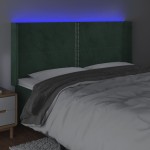 vidaXL Tăblie de pat cu LED, verde închis, 183x16x118/128 cm, catifea vidaXL Tăblie de pat cu LED, verde închis, 183x16x118/128 cm, catifea