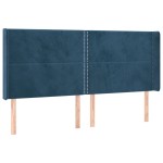 vidaXL Tăblie de pat cu LED, albastru închis, 183x16x118/128cm catifea