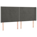 vidaXL Tăblie de pat cu LED, gri închis, 203x16x118/128 cm, catifea vidaXL Tăblie de pat cu LED, gri închis, 203x16x118/128 cm, catifea