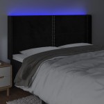 vidaXL Tăblie de pat cu LED, negru, 203x16x118/128 cm, catifea vidaXL Tăblie de pat cu LED, negru, 203x16x118/128 cm, catifea