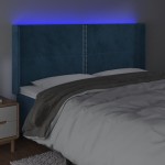 vidaXL Tăblie de pat cu LED, albastru închis, 203x16x118/128cm catifea
