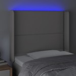 vidaXL Tăblie de pat cu LED, gri , 93x16x118/128 cm, piele ecologică