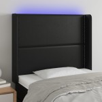 vidaXL Tăblie de pat cu LED, negru, 103x16x118/128 cm, piele ecologică vidaXL Tăblie de pat cu LED, negru, 103x16x118/128 cm, piele ecologică