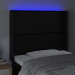 vidaXL Tăblie de pat cu LED, negru, 103x16x118/128 cm, piele ecologică vidaXL Tăblie de pat cu LED, negru, 103x16x118/128 cm, piele ecologică