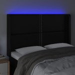 vidaXL Tăblie de pat cu LED, negru, 147x16x118/128 cm, piele ecologică vidaXL Tăblie de pat cu LED, negru, 147x16x118/128 cm, piele ecologică