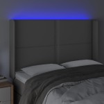 vidaXL Tăblie de pat cu LED, gri, 147x16x118/128 cm, piele ecologică vidaXL Tăblie de pat cu LED, gri, 147x16x118/128 cm, piele ecologică
