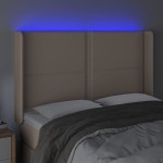 vidaXL Tăblie de pat cu LED, cappuccino, 147x16x118/128 cm, piele eco