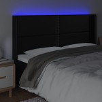 vidaXL Tăblie de pat cu LED, negru, 163x16x118/128 cm, piele ecologică vidaXL Tăblie de pat cu LED, negru, 163x16x118/128 cm, piele ecologică