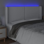 vidaXL Tăblie de pat cu LED, alb, 163x16x118/128 cm, piele ecologică vidaXL Tăblie de pat cu LED, alb, 163x16x118/128 cm, piele ecologică