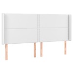 vidaXL Tăblie de pat cu LED, alb, 183x16x118/128 cm, piele ecologică vidaXL Tăblie de pat cu LED, alb, 183x16x118/128 cm, piele ecologică