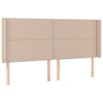 vidaXL Tăblie de pat cu LED, cappuccino, 183x16x118/128 cm, piele eco