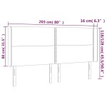 vidaXL Tăblie de pat cu LED, alb, 203x16x118/128 cm, piele ecologică