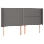 vidaXL Tăblie de pat cu LED, gri, 203x16x118/128 cm, piele ecologică vidaXL Tăblie de pat cu LED, gri, 203x16x118/128 cm, piele ecologică