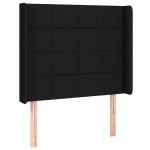 vidaXL Tăblie de pat cu LED, negru, 83x16x118/128 cm, textil