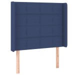 vidaXL Tăblie de pat cu LED, albastru, 83x16x118/128 cm, textil