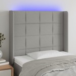 vidaXL Tăblie de pat cu LED, gri deschis, 93x16x118/128 cm, textil vidaXL Tăblie de pat cu LED, gri deschis, 93x16x118/128 cm, textil