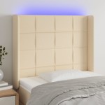 vidaXL Tăblie de pat cu LED, crem, 93x16x118/128 cm, textil vidaXL Tăblie de pat cu LED, crem, 93x16x118/128 cm, textil