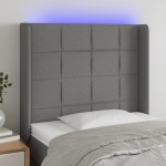 vidaXL Tăblie de pat cu LED, gri închis, 103x16x118/128 cm, textil vidaXL Tăblie de pat cu LED, gri închis, 103x16x118/128 cm, textil