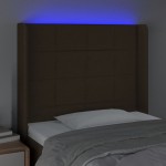 vidaXL Tăblie de pat cu LED, maro închis, 103x16x118/128 cm, textil vidaXL Tăblie de pat cu LED, maro închis, 103x16x118/128 cm, textil