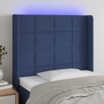 vidaXL Tăblie de pat cu LED, albastru, 103x16x118/128 cm, textil vidaXL Tăblie de pat cu LED, albastru, 103x16x118/128 cm, textil