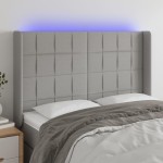 vidaXL Tăblie de pat cu LED, gri deschis, 147x16x118/128 cm, textil vidaXL Tăblie de pat cu LED, gri deschis, 147x16x118/128 cm, textil