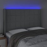 vidaXL Tăblie de pat cu LED, gri deschis, 147x16x118/128 cm, textil vidaXL Tăblie de pat cu LED, gri deschis, 147x16x118/128 cm, textil