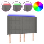 vidaXL Tăblie de pat cu LED, gri închis, 147x16x118/128 cm, textil vidaXL Tăblie de pat cu LED, gri închis, 147x16x118/128 cm, textil