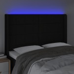 vidaXL Tăblie de pat cu LED, negru, 147x16x118/128 cm, textil vidaXL Tăblie de pat cu LED, negru, 147x16x118/128 cm, textil