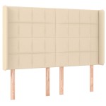 vidaXL Tăblie de pat cu LED, crem, 147x16x118/128 cm, textil vidaXL Tăblie de pat cu LED, crem, 147x16x118/128 cm, textil