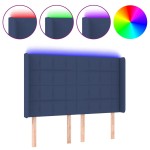 vidaXL Tăblie de pat cu LED, albastru, 147x16x118/128 cm, textil vidaXL Tăblie de pat cu LED, albastru, 147x16x118/128 cm, textil