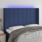 vidaXL Tăblie de pat cu LED, albastru, 147x16x118/128 cm, textil vidaXL Tăblie de pat cu LED, albastru, 147x16x118/128 cm, textil