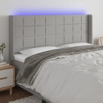 vidaXL Tăblie de pat cu LED, gri deschis, 163x16x118/128 cm, textil vidaXL Tăblie de pat cu LED, gri deschis, 163x16x118/128 cm, textil