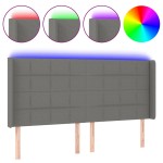 vidaXL Tăblie de pat cu LED, gri închis, 163x16x118/128 cm, textil vidaXL Tăblie de pat cu LED, gri închis, 163x16x118/128 cm, textil