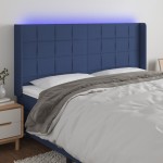 vidaXL Tăblie de pat cu LED, albastru, 163x16x118/128 cm, textil vidaXL Tăblie de pat cu LED, albastru, 163x16x118/128 cm, textil