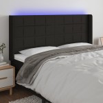 vidaXL Tăblie de pat cu LED, negru, 183x16x118/128 cm, textil vidaXL Tăblie de pat cu LED, negru, 183x16x118/128 cm, textil