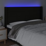 vidaXL Tăblie de pat cu LED, negru, 183x16x118/128 cm, textil vidaXL Tăblie de pat cu LED, negru, 183x16x118/128 cm, textil