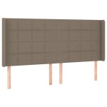 vidaXL Tăblie de pat cu LED, gri taupe, 203x16x118/128 cm, textil