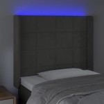vidaXL Tăblie de pat cu LED, gri închis, 83x16x118/128 cm, catifea vidaXL Tăblie de pat cu LED, gri închis, 83x16x118/128 cm, catifea