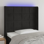vidaXL Tăblie de pat cu LED, negru, 83x16x118/128 cm, catifea
